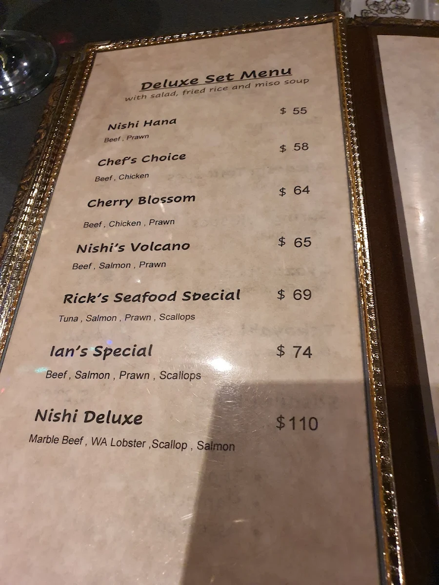 Menu, Nishi
