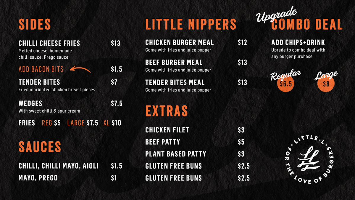 Menu, Little L Burgers