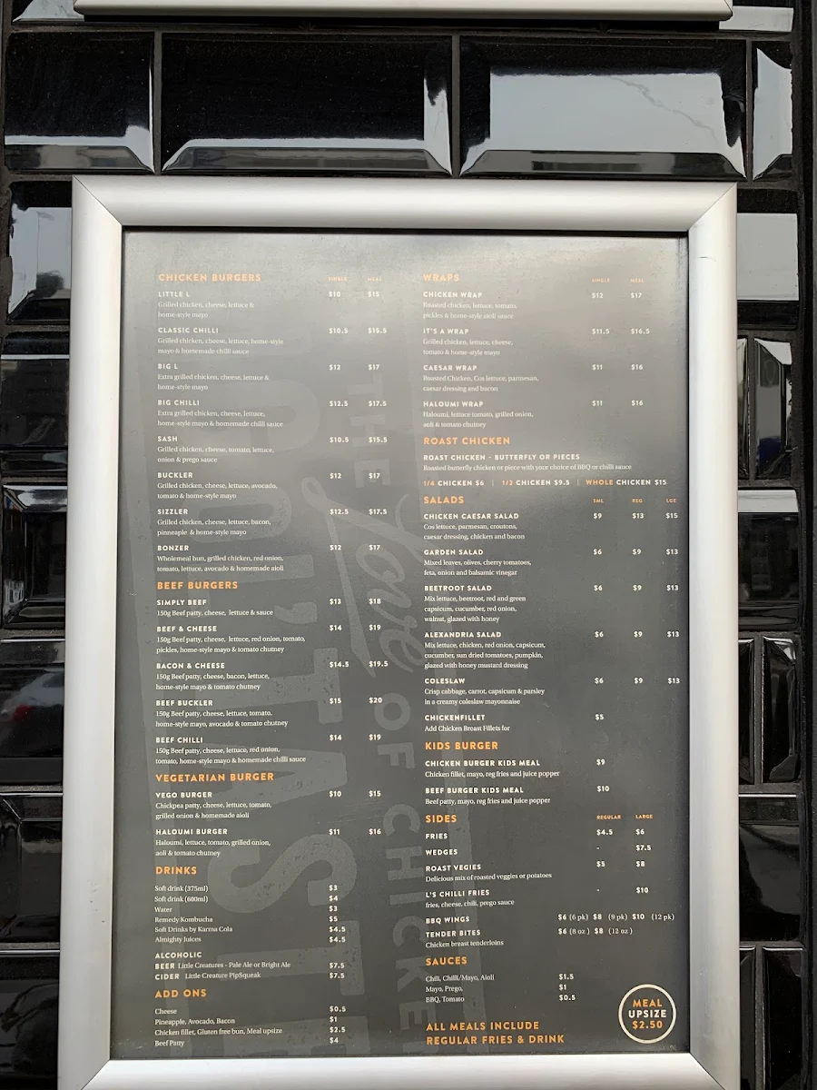 Menu, Little L Burgers