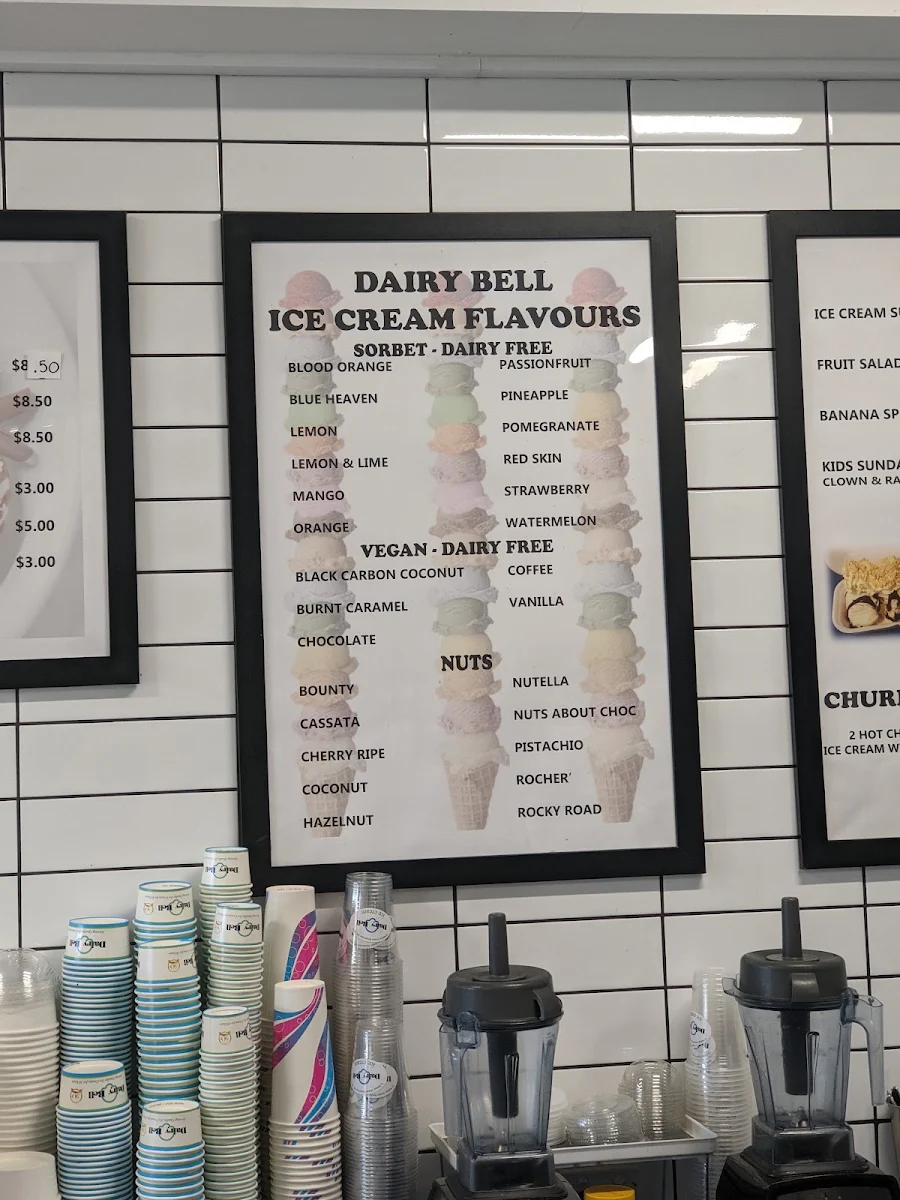 Menu, Dairy Bell Bundoora