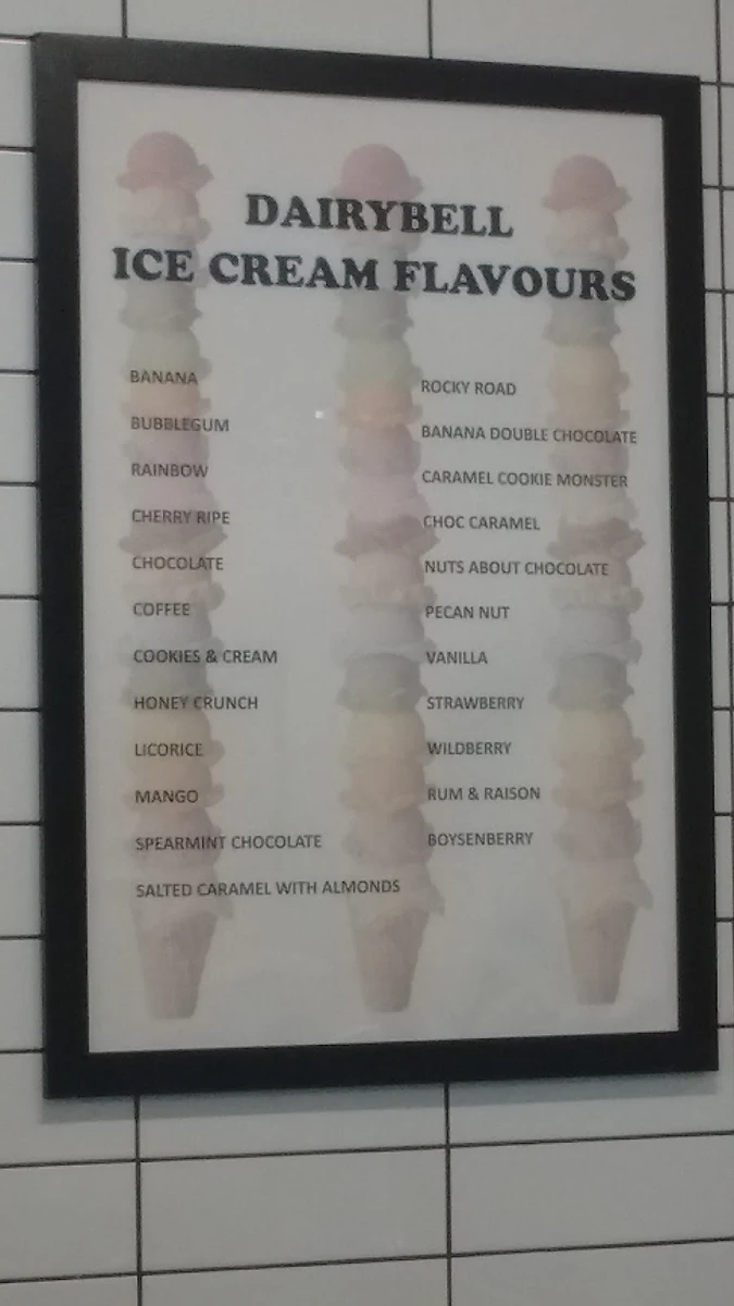 Menu, Dairy Bell Bundoora