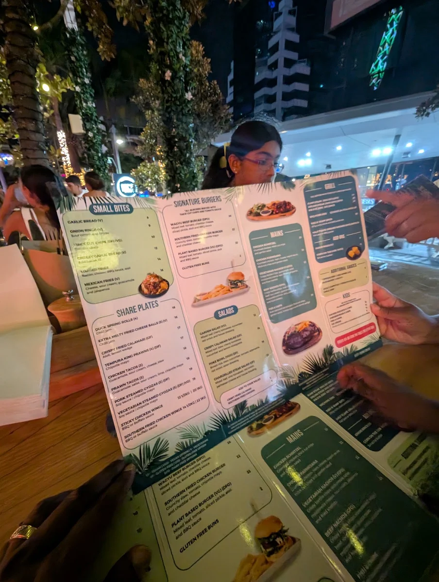 Menu, White Rhino Bar & Eats