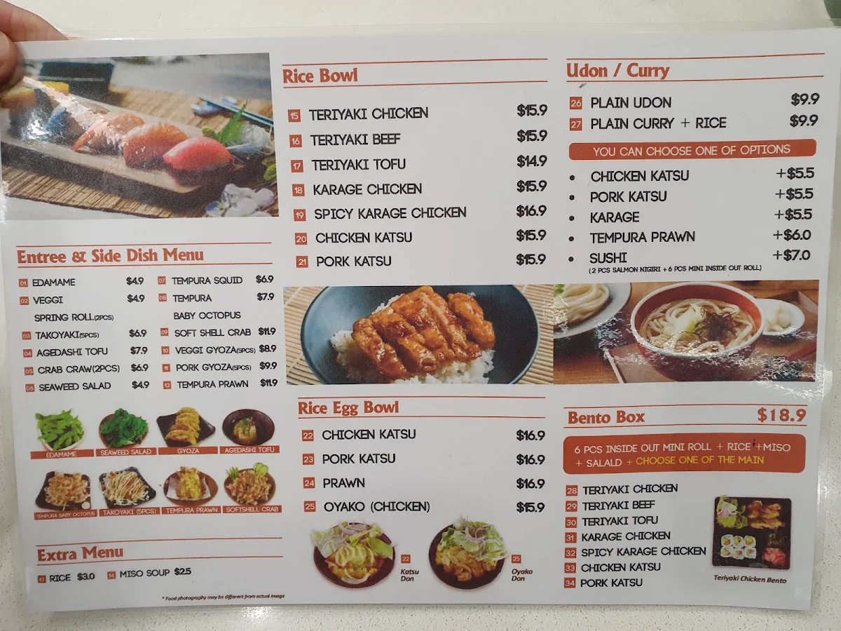 Menu, Sushi K