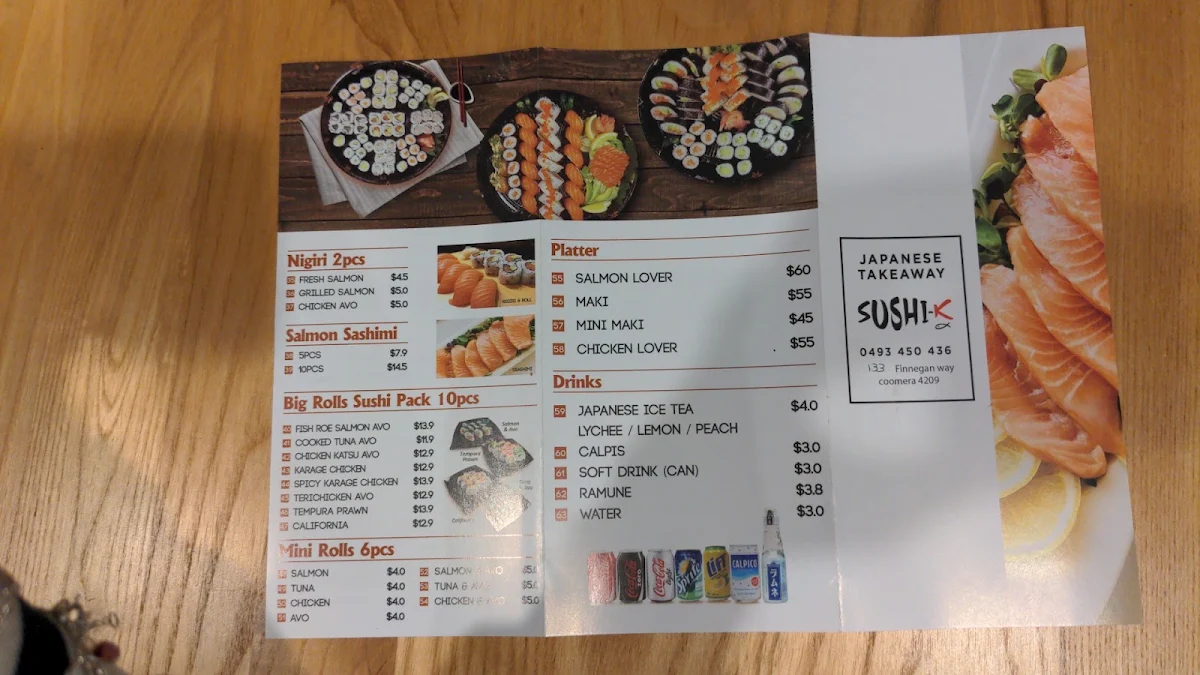Menu, Sushi K