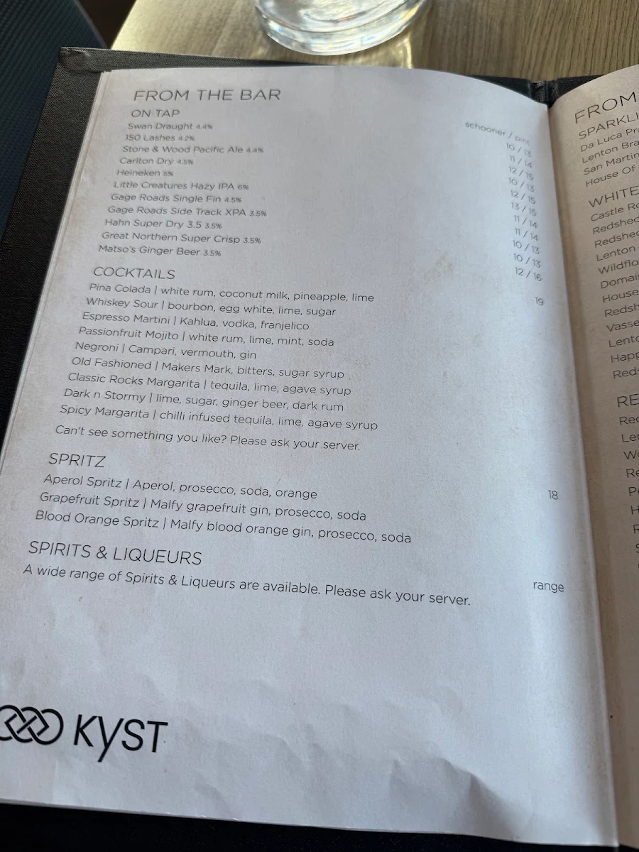 Menu, KYST