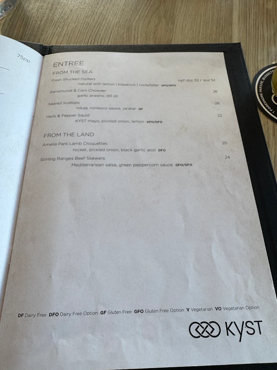 Menu, KYST