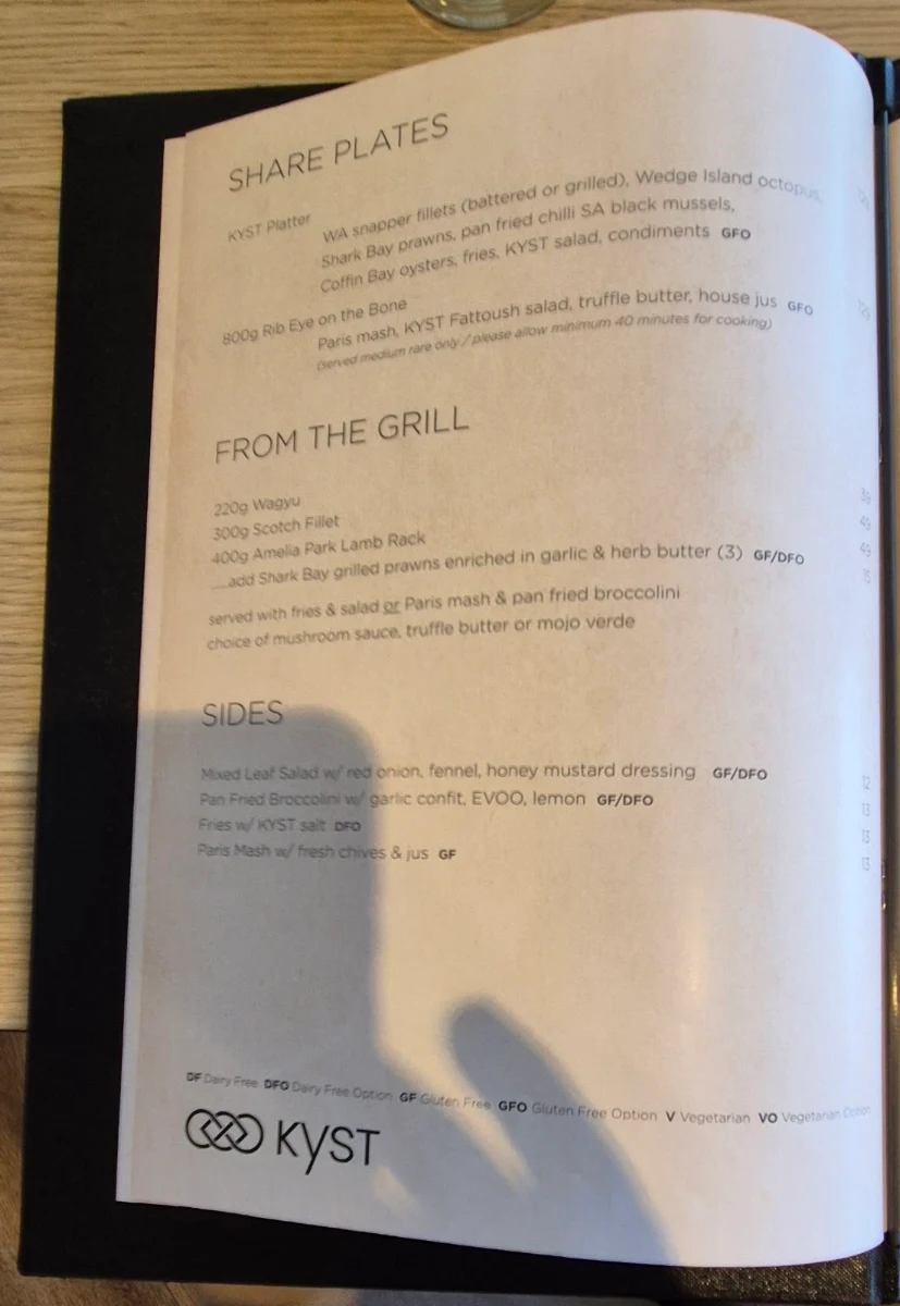 Menu, KYST