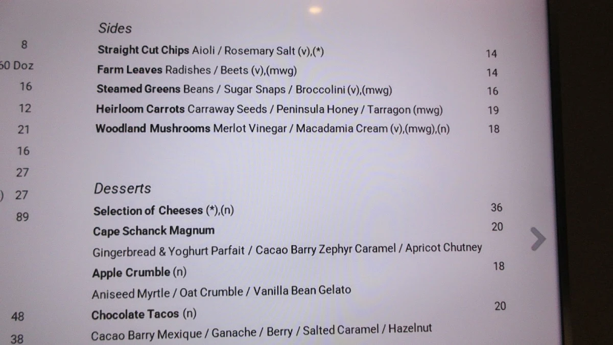 Menu, Samphire