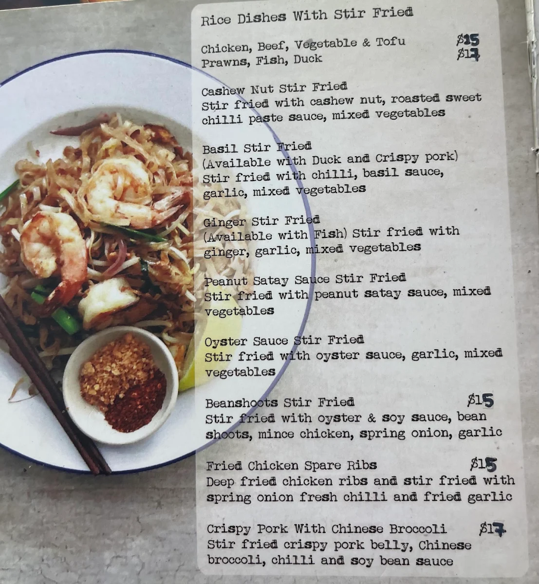 Menu, Red Petite Thai Cafe