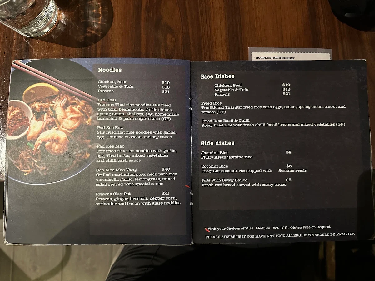 Menu, Red Petite Thai Cafe