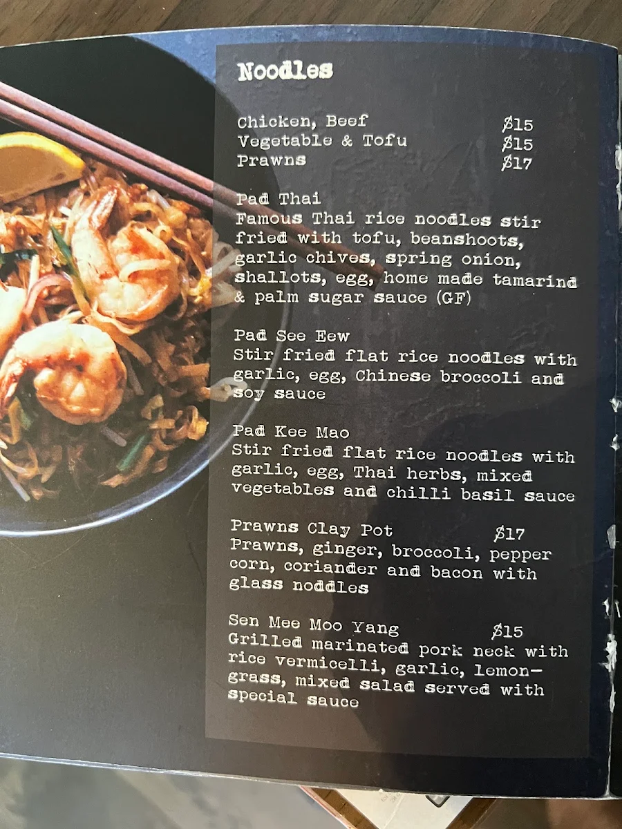 Menu, Red Petite Thai Cafe