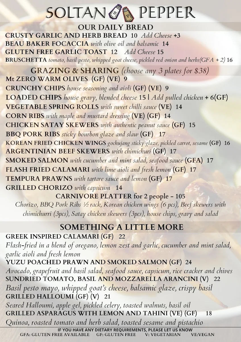 Menu, Soltan Pepper