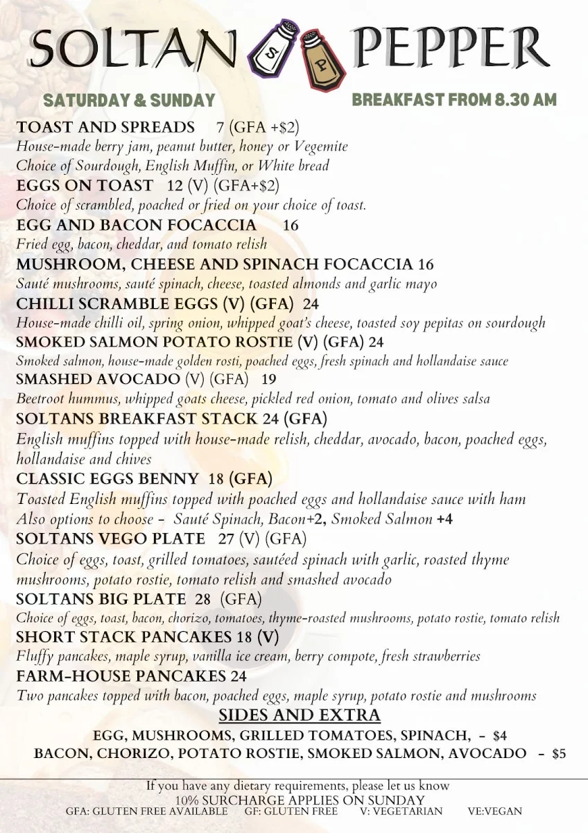 Menu, Soltan Pepper
