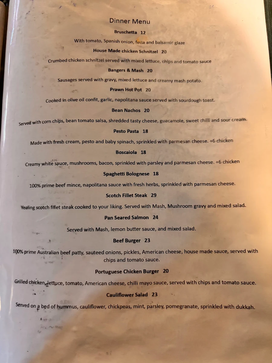 Menu, Corellis Cafe Gallery