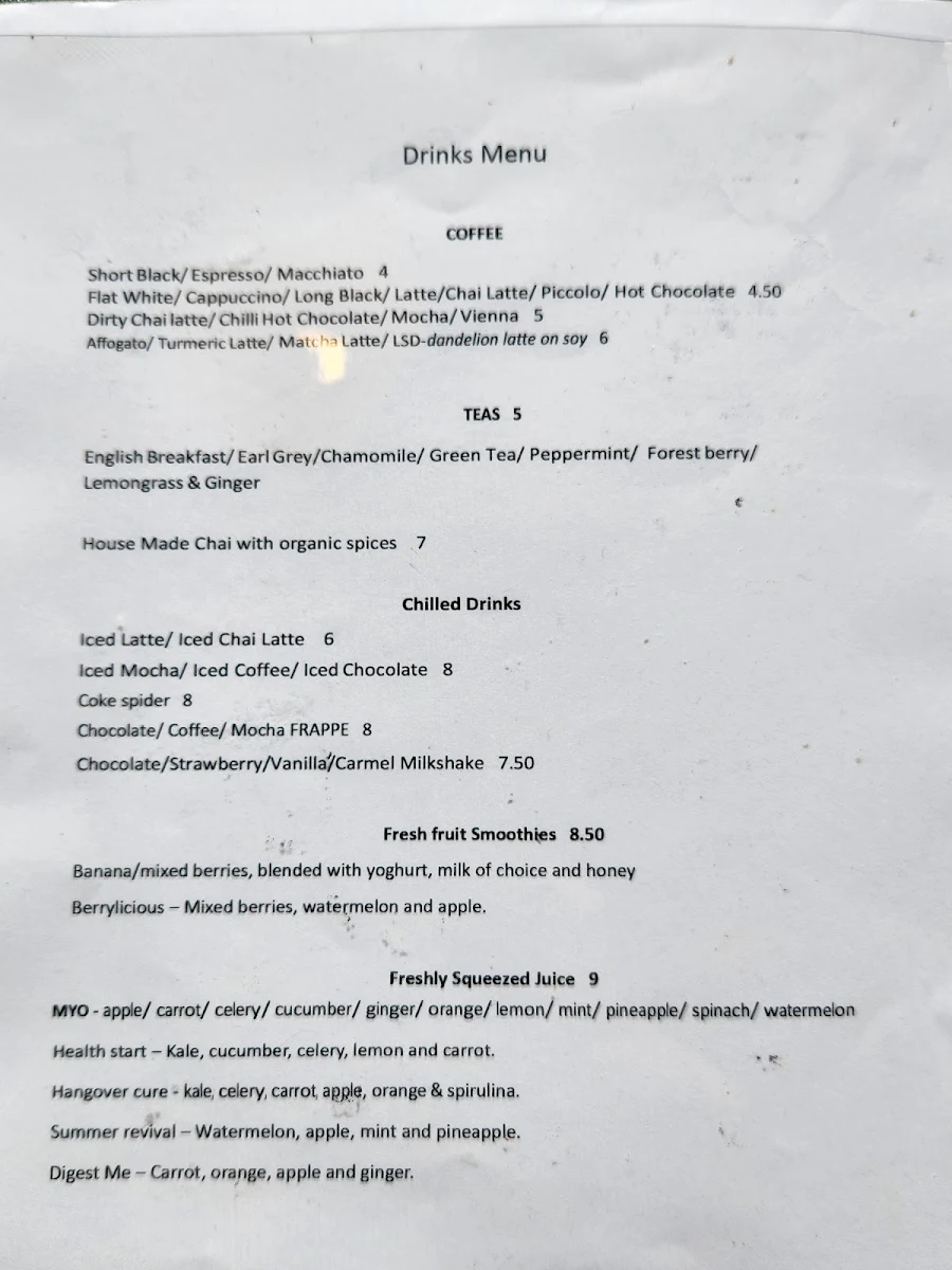 Menu, Corellis Cafe Gallery