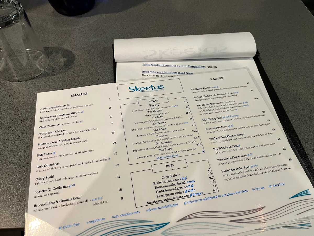 Menu, Skeetas Restaurant Bar & Cafe