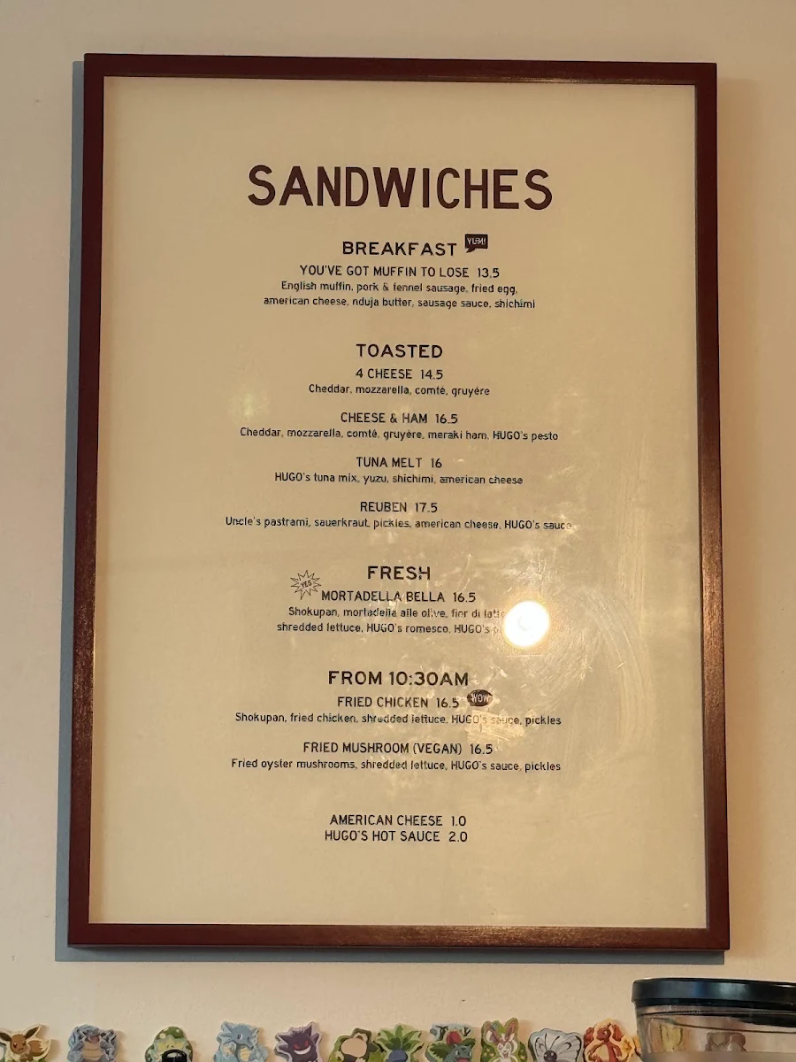 Menu, Hugo's Deli