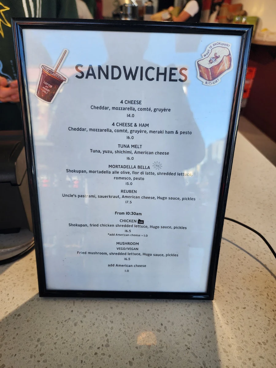 Menu, Hugo's Deli