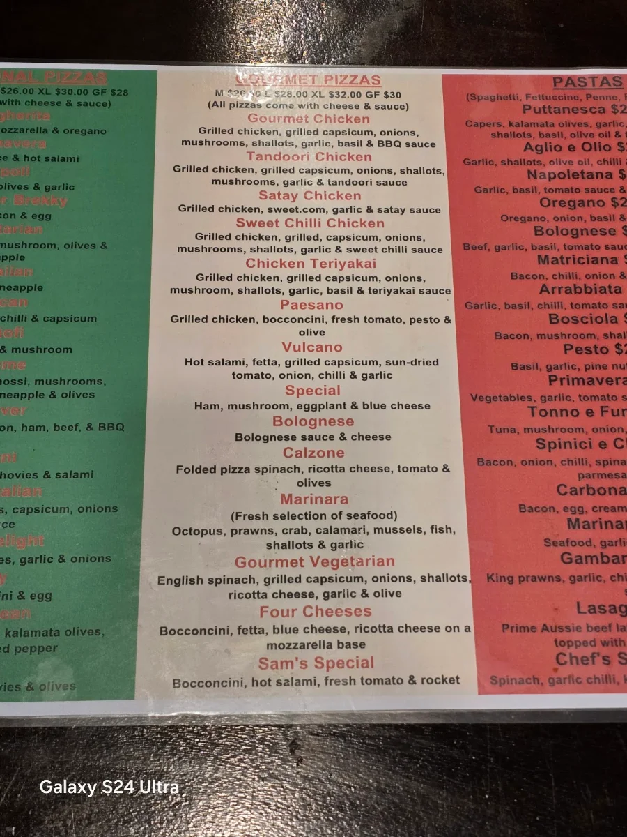 Menu, MIDNIGHT PIZZA ENGADINE