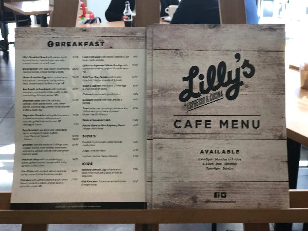 Menu, Lilly's Espresso and Cucina