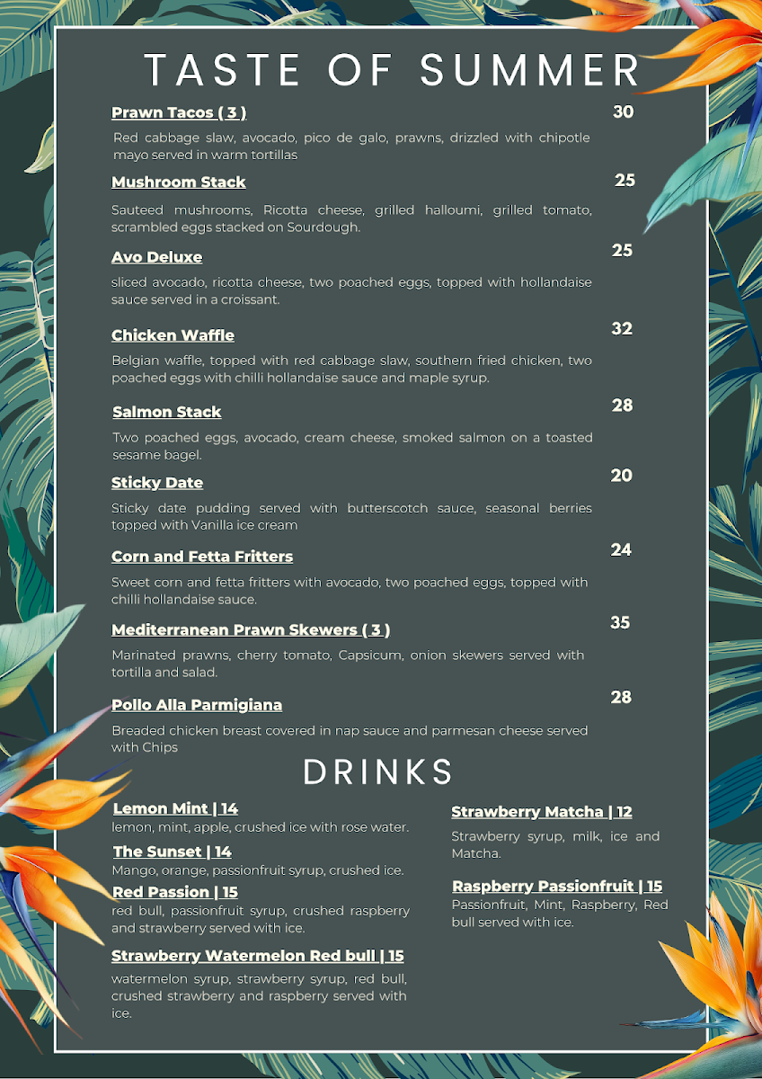 Menu, The Ritual Espresso Mount Druitt