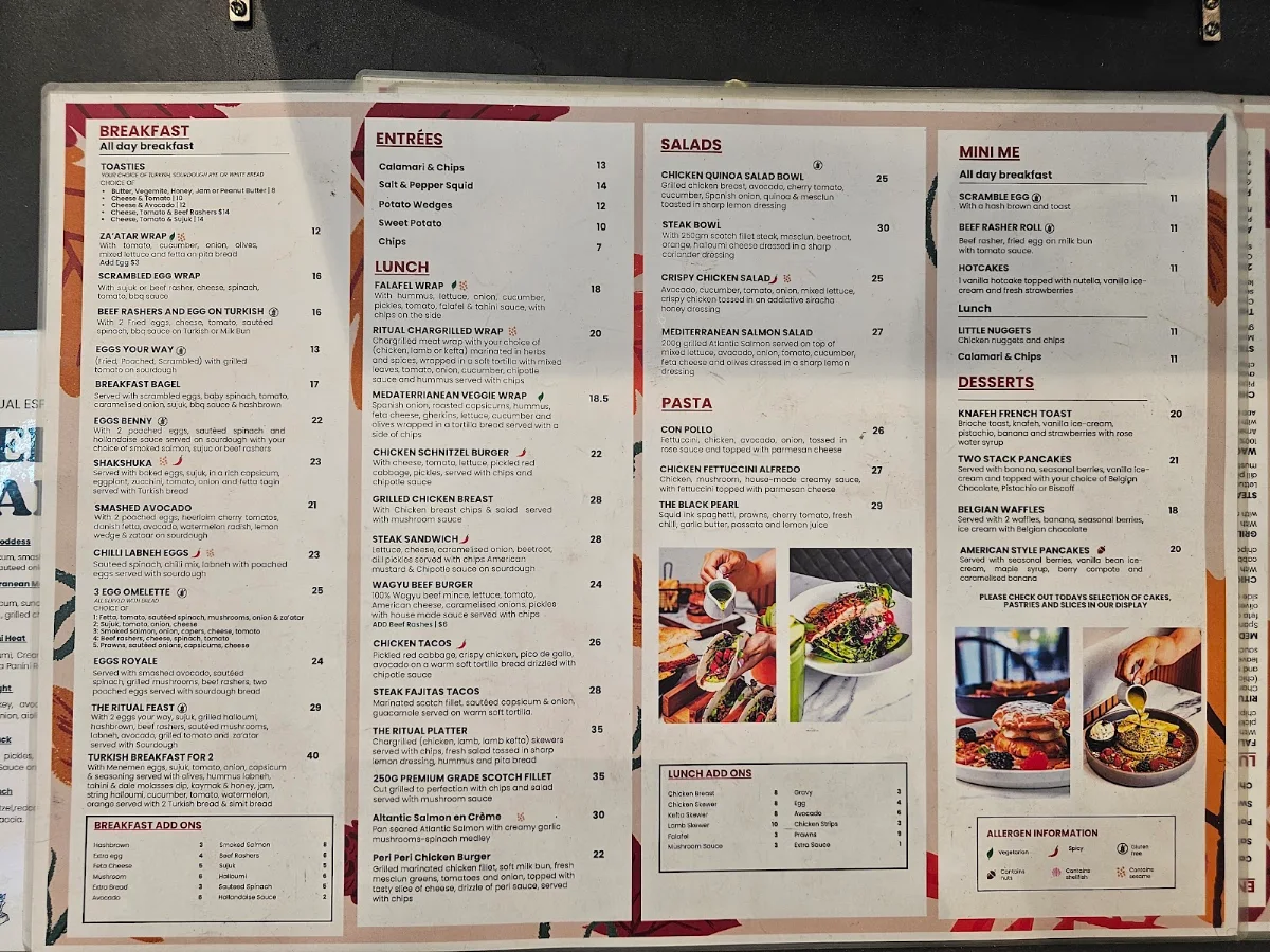 Menu, The Ritual Espresso Mount Druitt