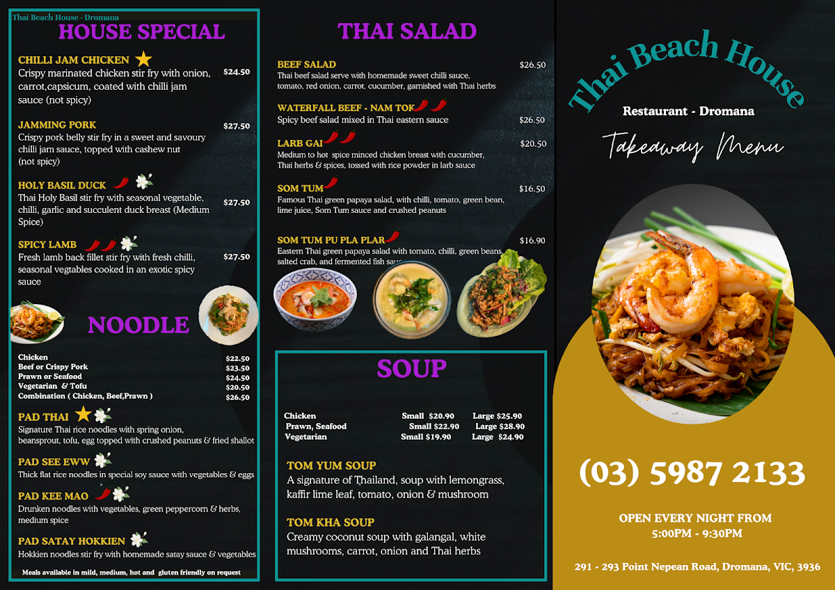 Menu, Thai Beach House