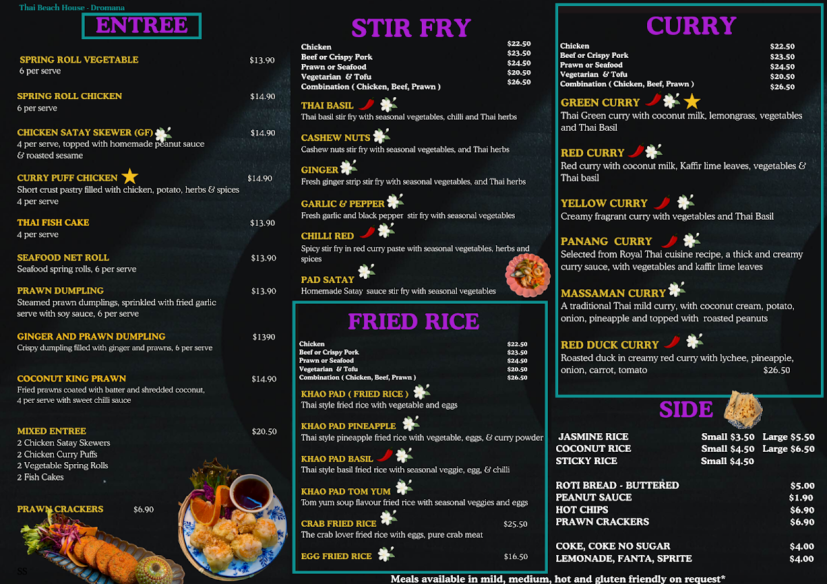 Menu, Thai Beach House
