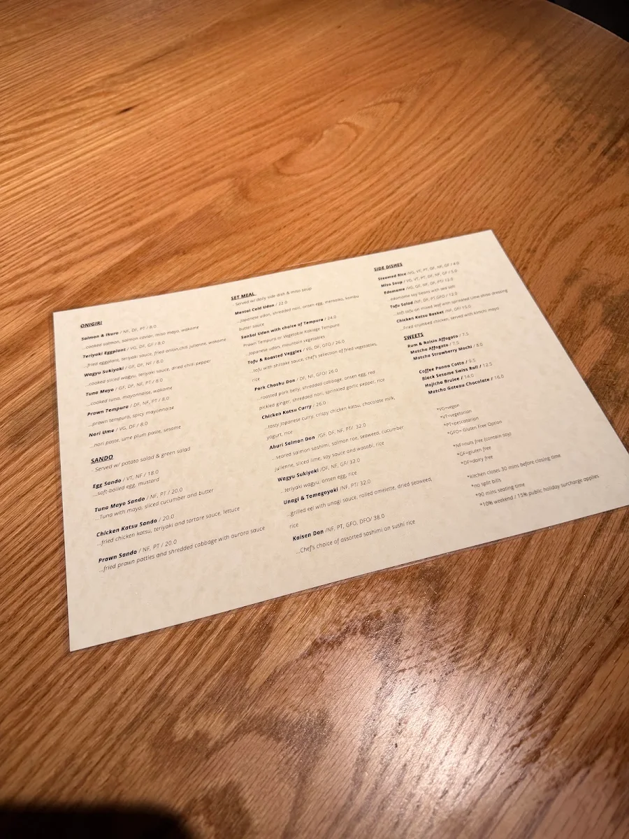 Menu, Lunar by Hikari