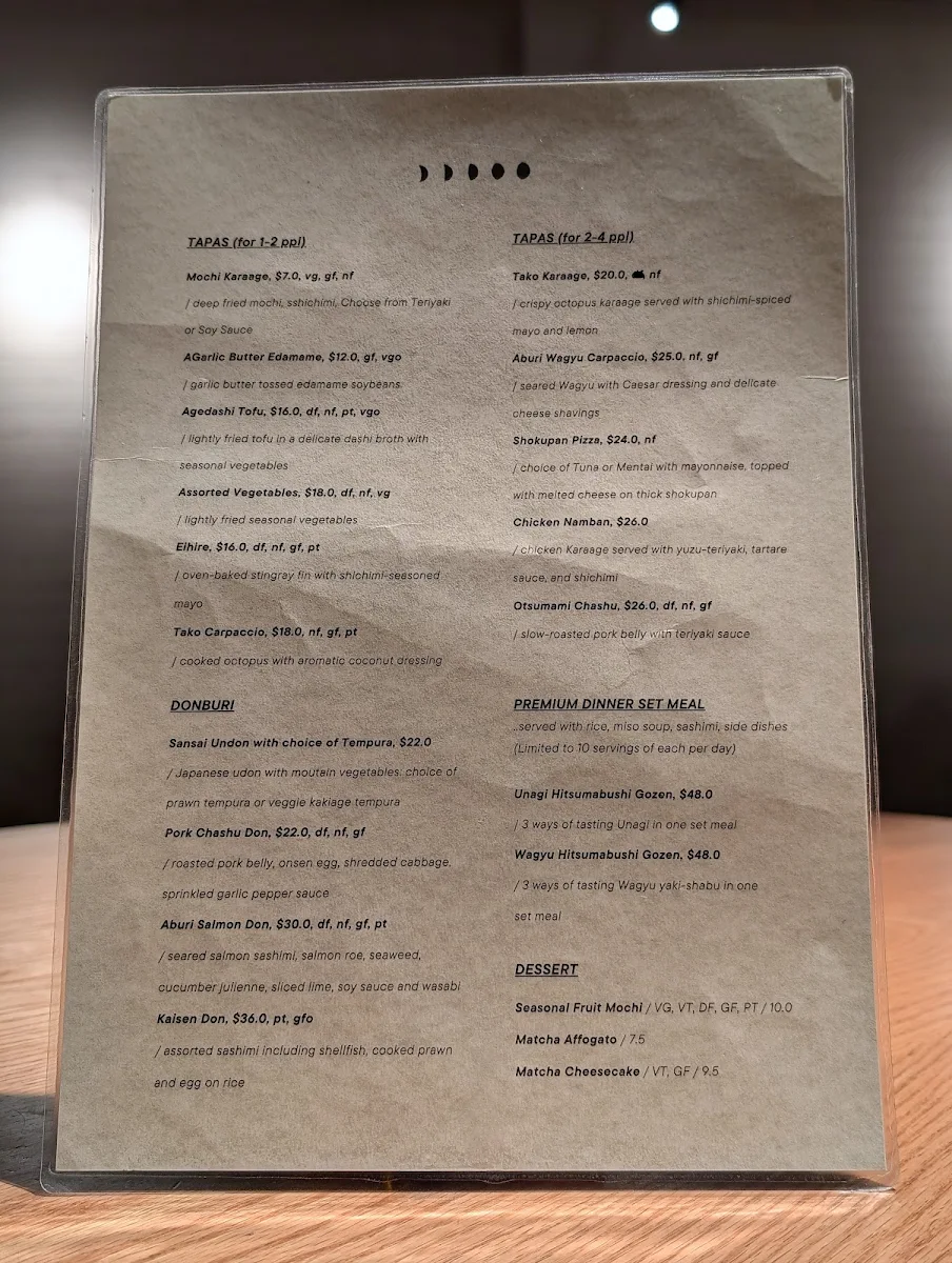 Menu, Lunar by Hikari