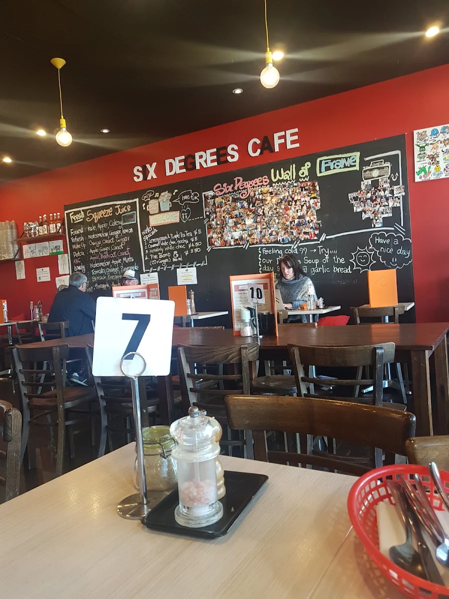 Menu, Six Degrees Cafe