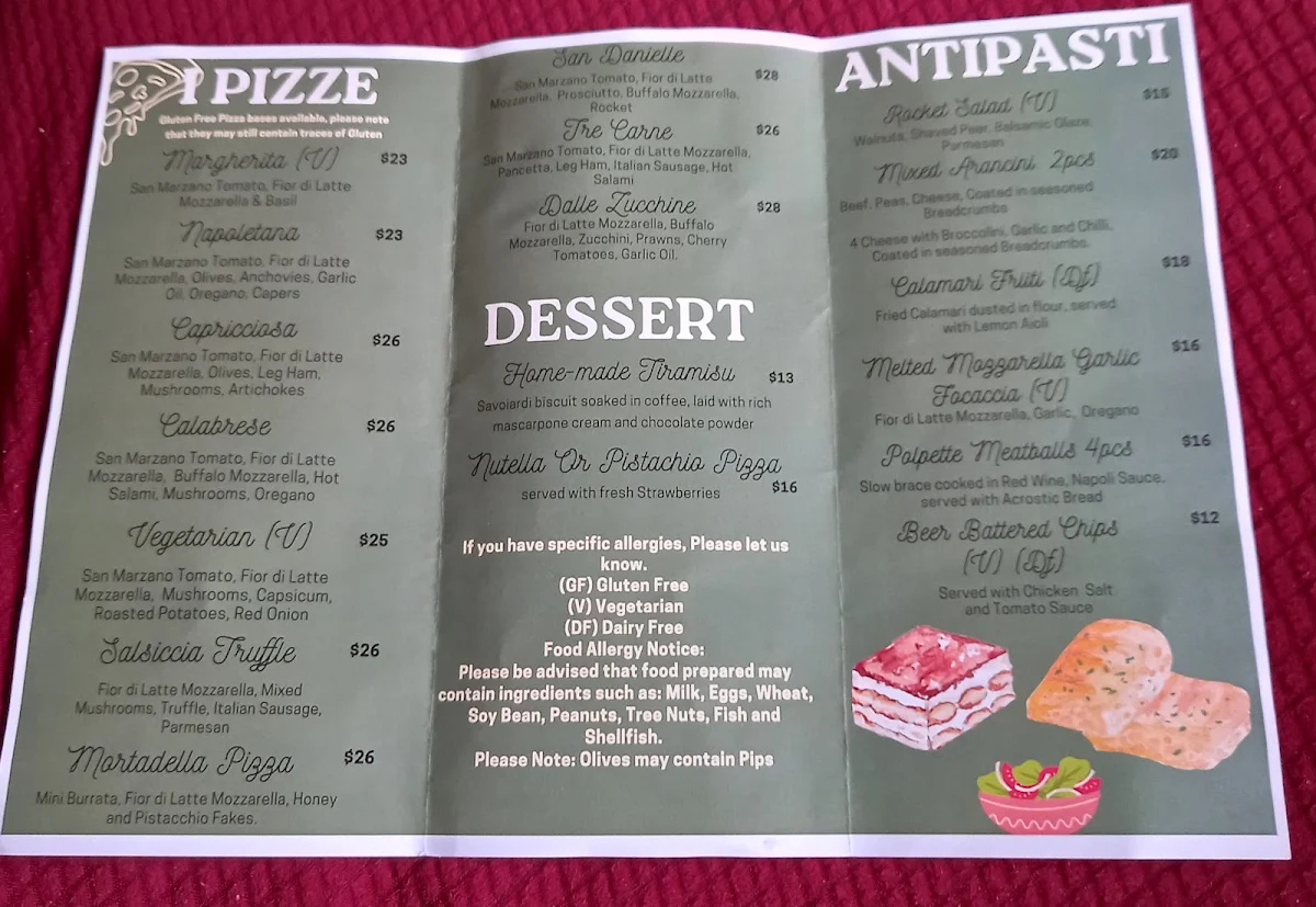Menu, Panini e Pizzeria