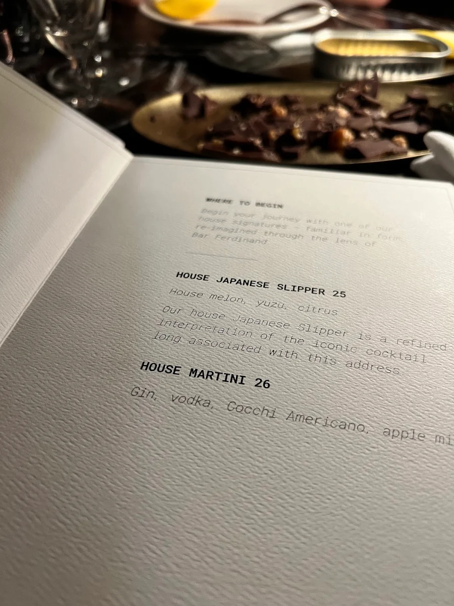 Menu, Bar Ferdinand