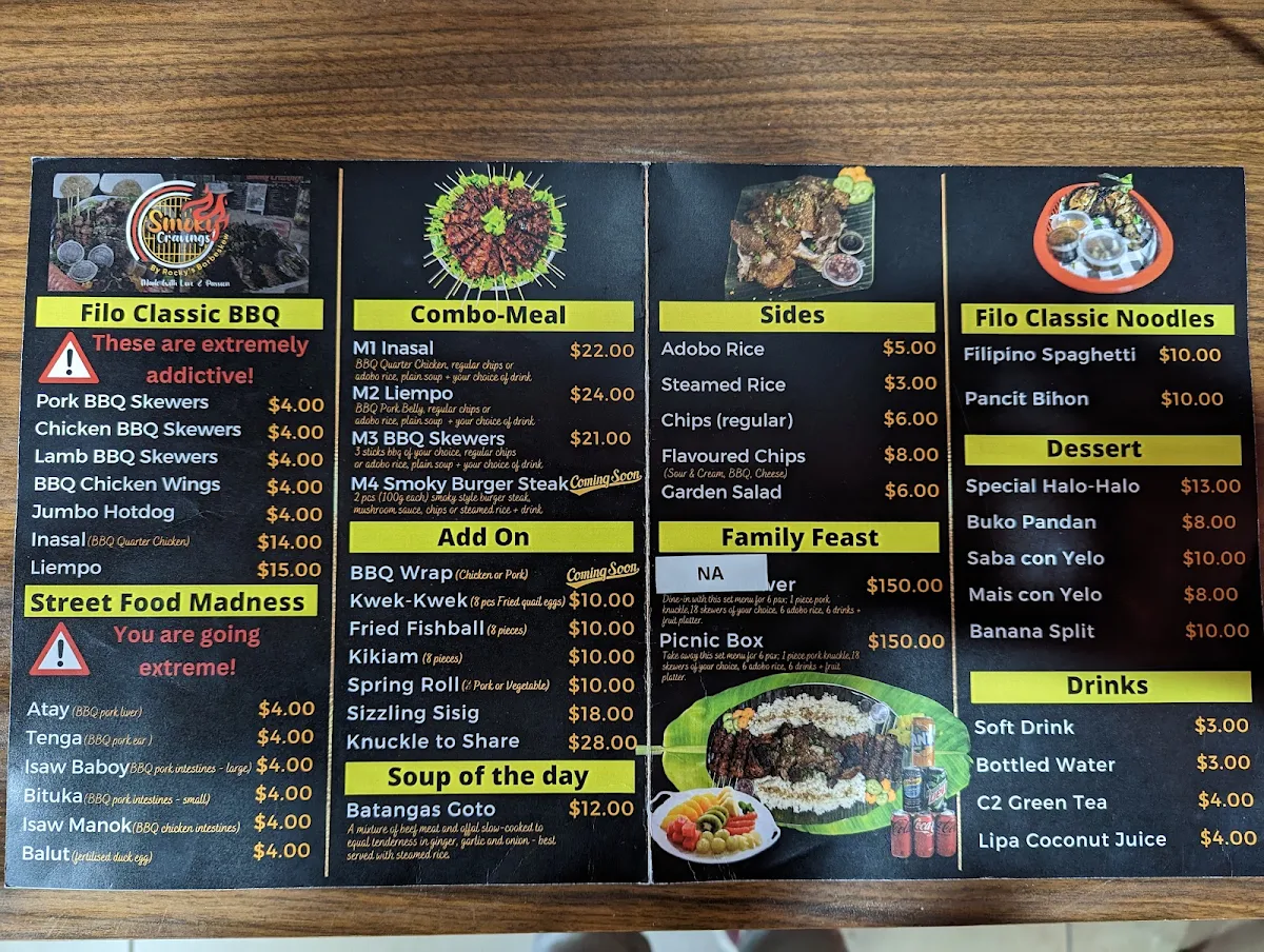 Menu, Smoky Cravings Parramatta