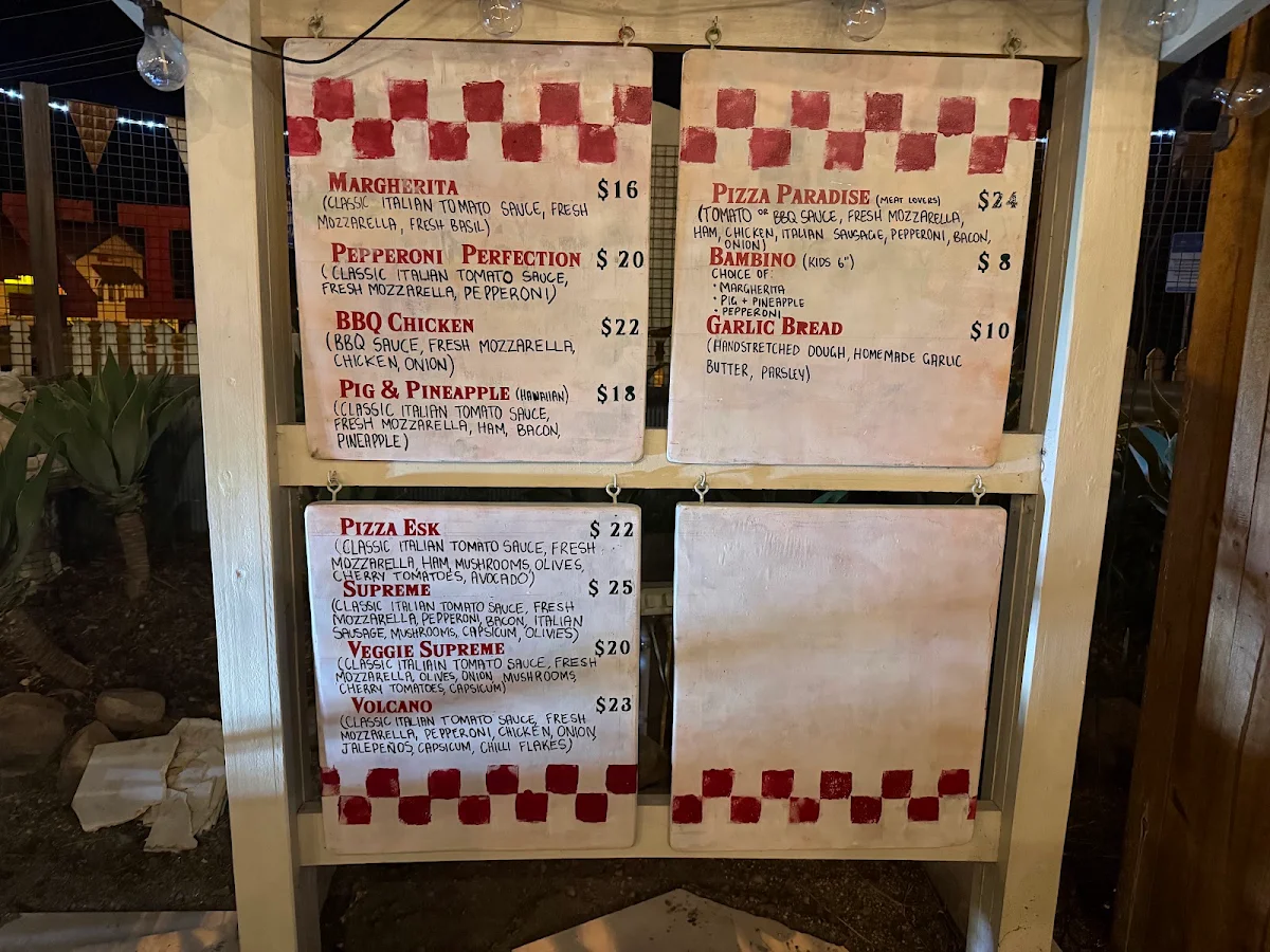 Menu, AlfrESKco Italiano Pizza