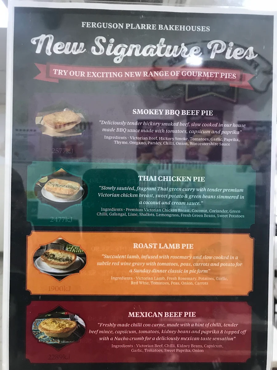Menu, Ferguson Plarre's Bakehouse - Lalor