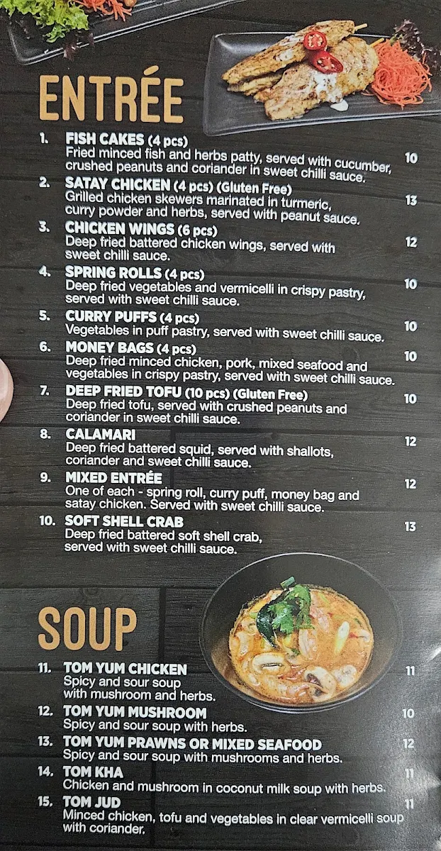 Menu, Thai La Ong - Newtown