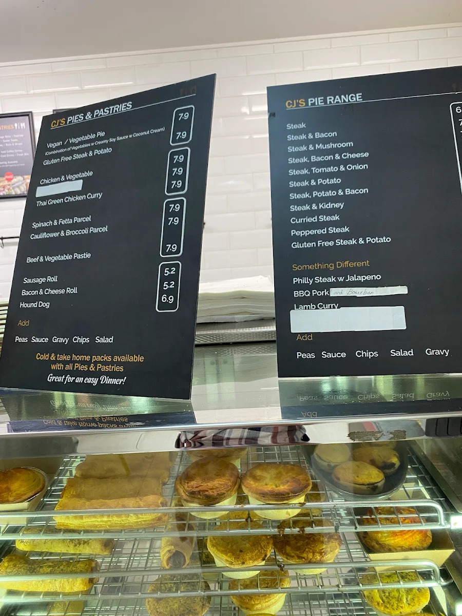 Menu, CJ's Pastries