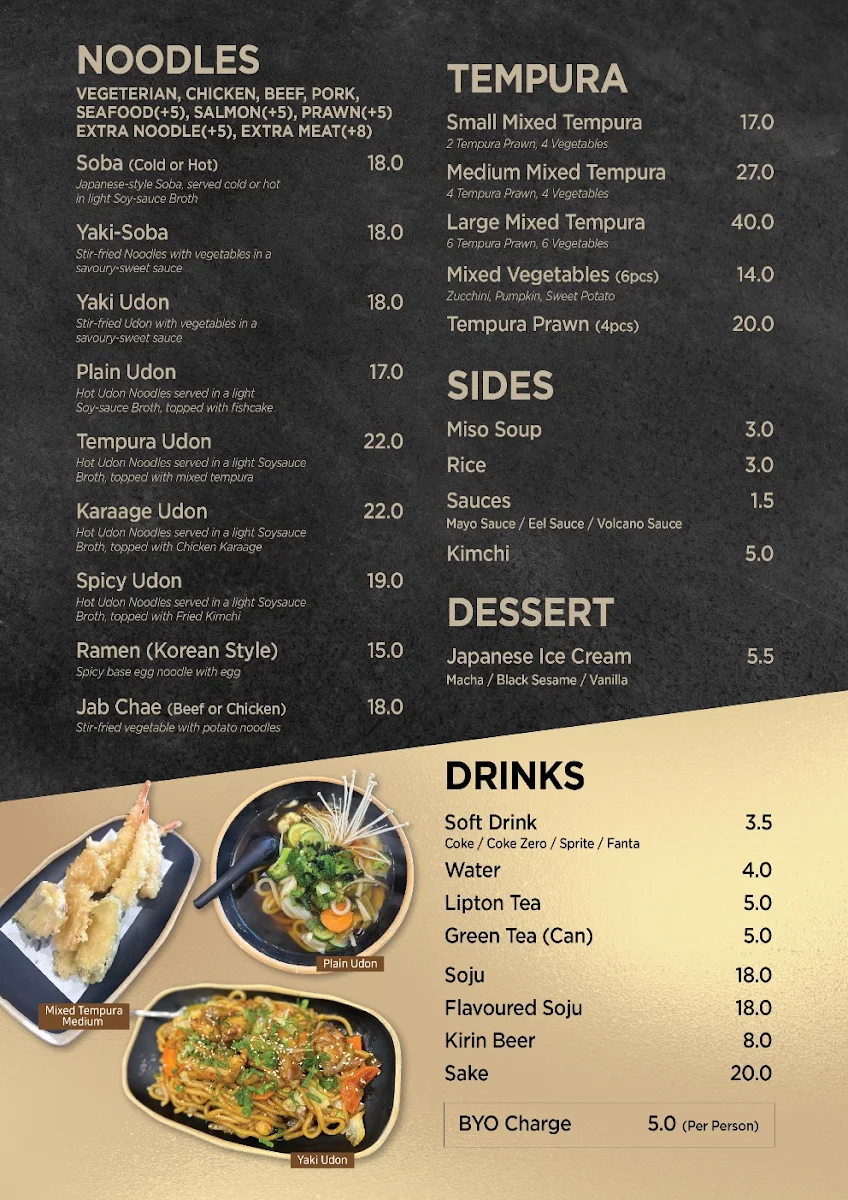 Menu, Minami Sushi