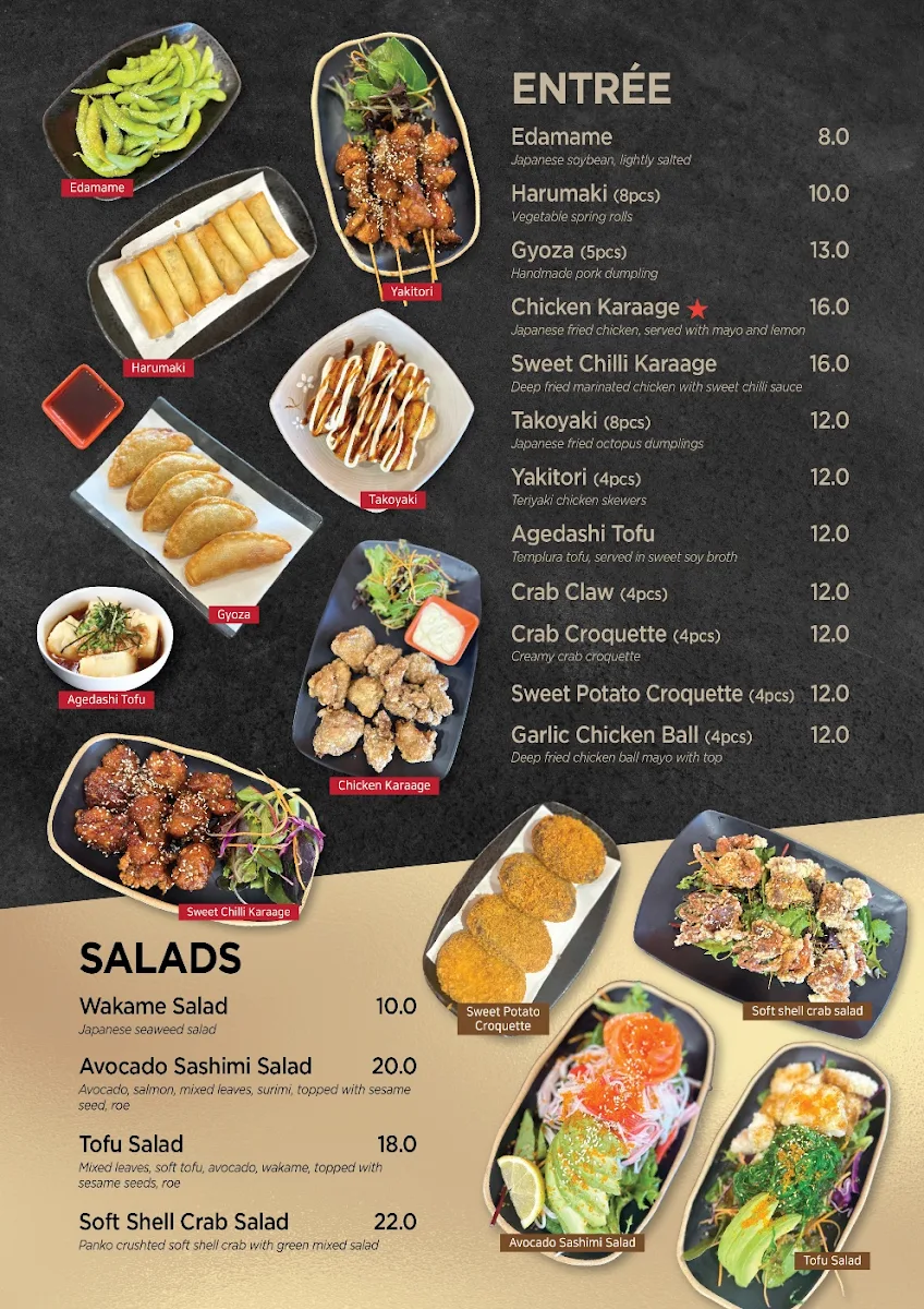 Menu, Minami Sushi