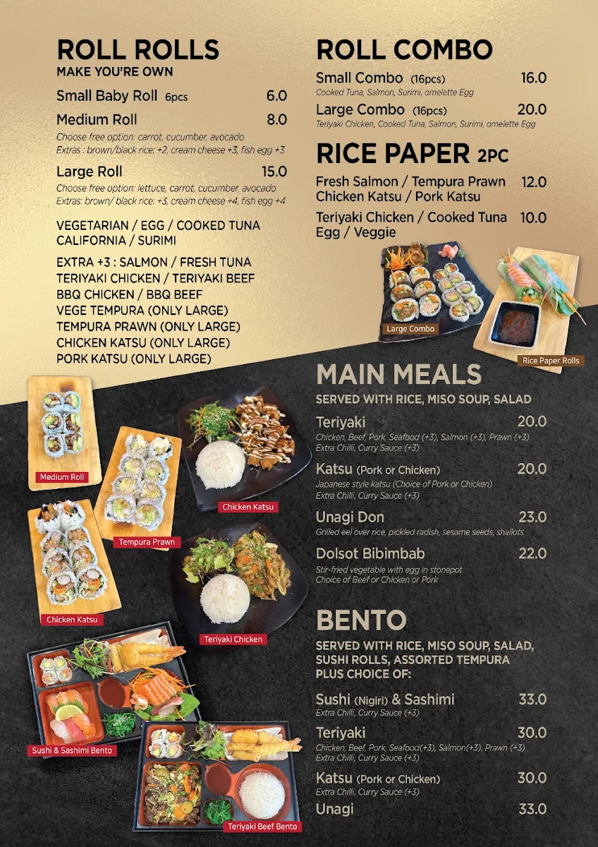 Menu, Minami Sushi