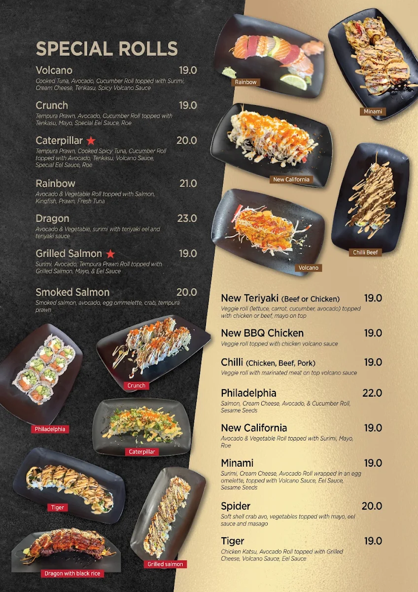 Menu, Minami Sushi