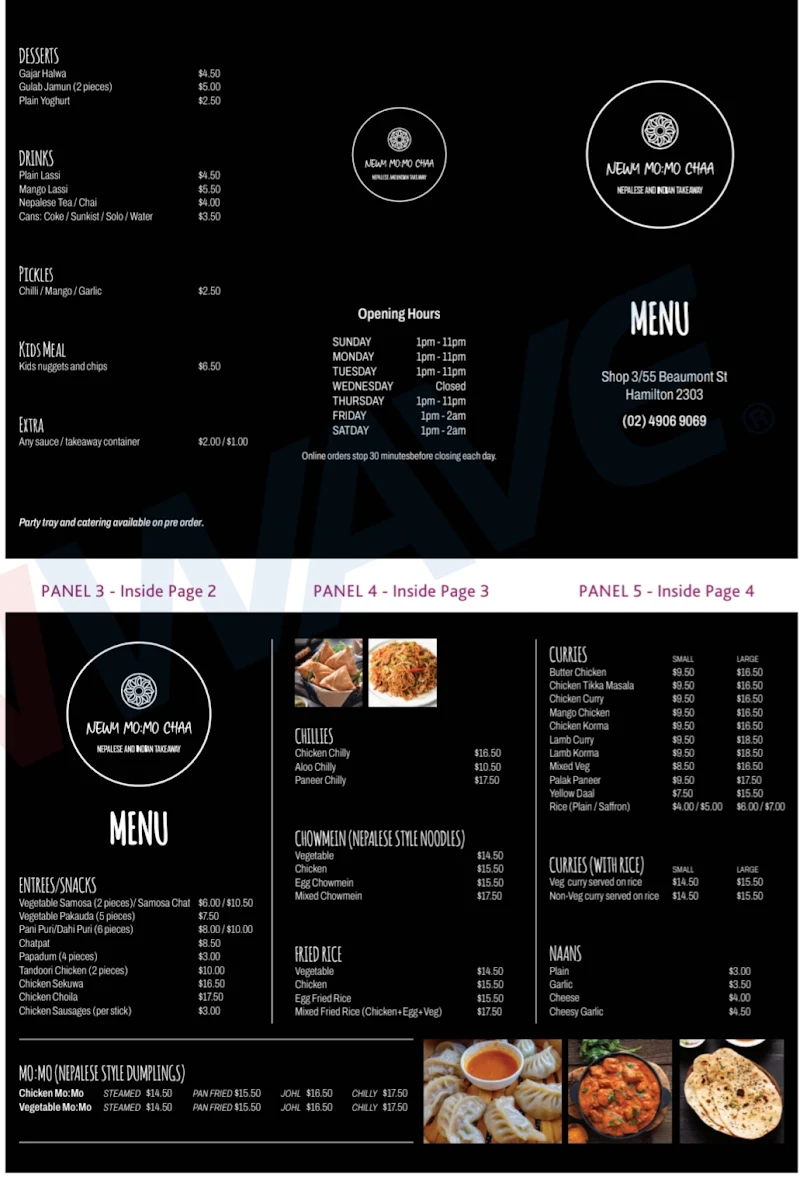 Menu, Newy MO:MO Chaa