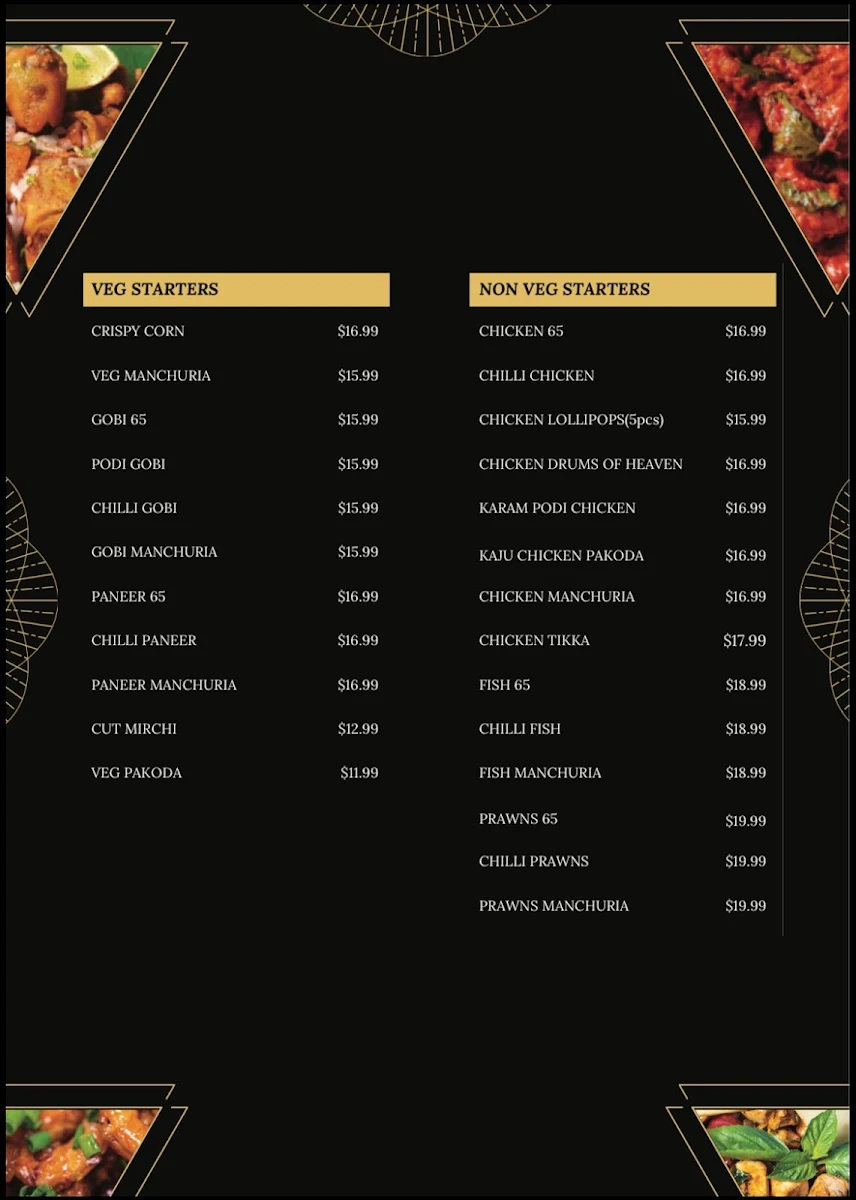 Menu, Sri Dwaraka, Werribee