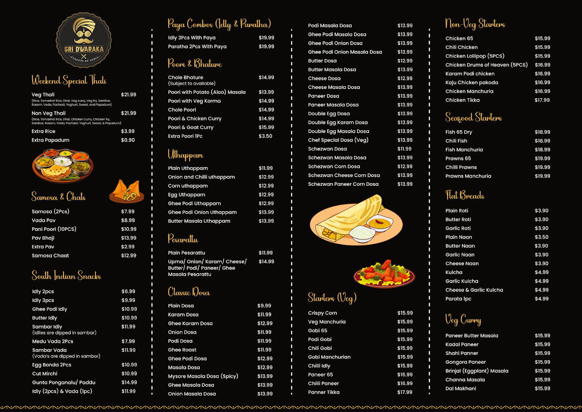 Menu, Sri Dwaraka, Werribee