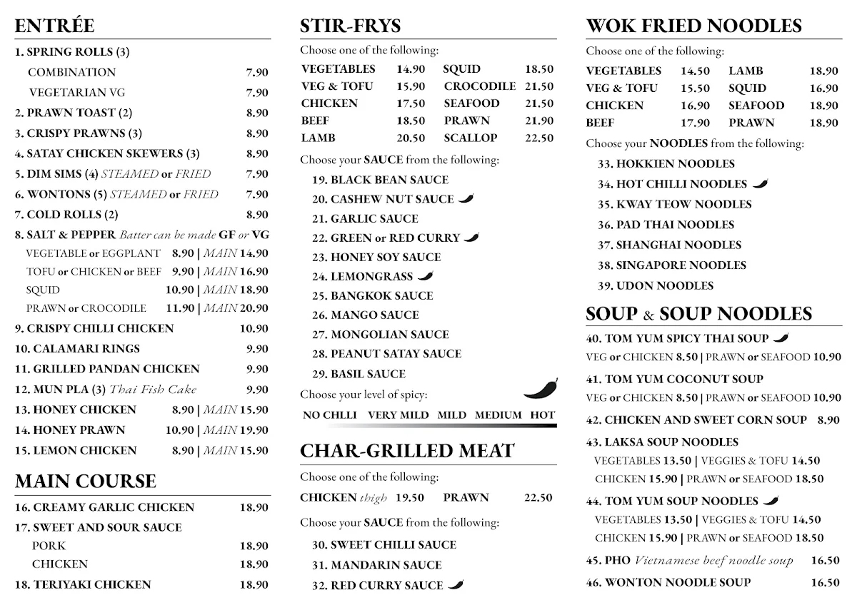 Menu, Golden Place Restaurant