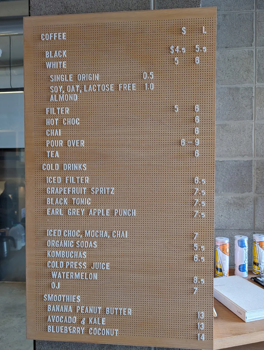 Menu, Vacation Coffee Cremorne