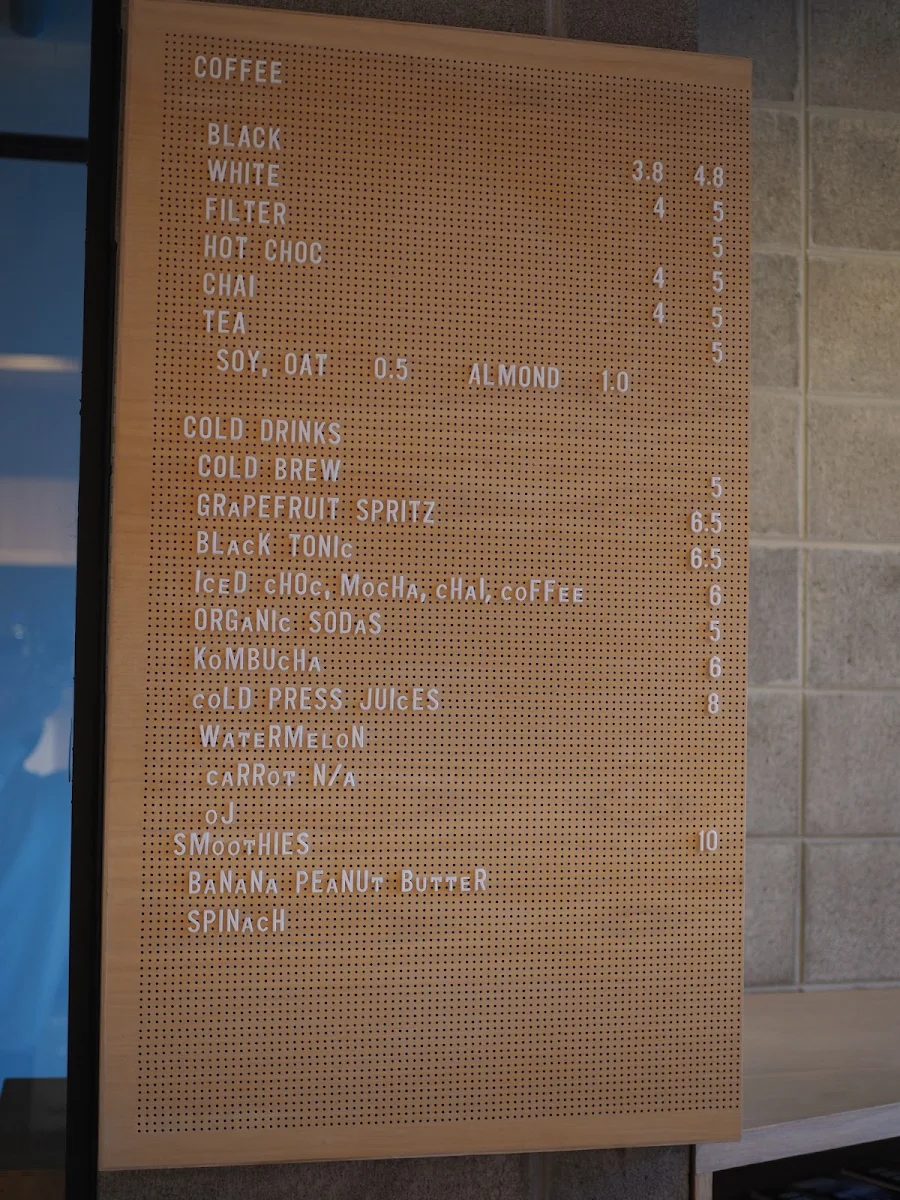 Menu, Vacation Coffee Cremorne