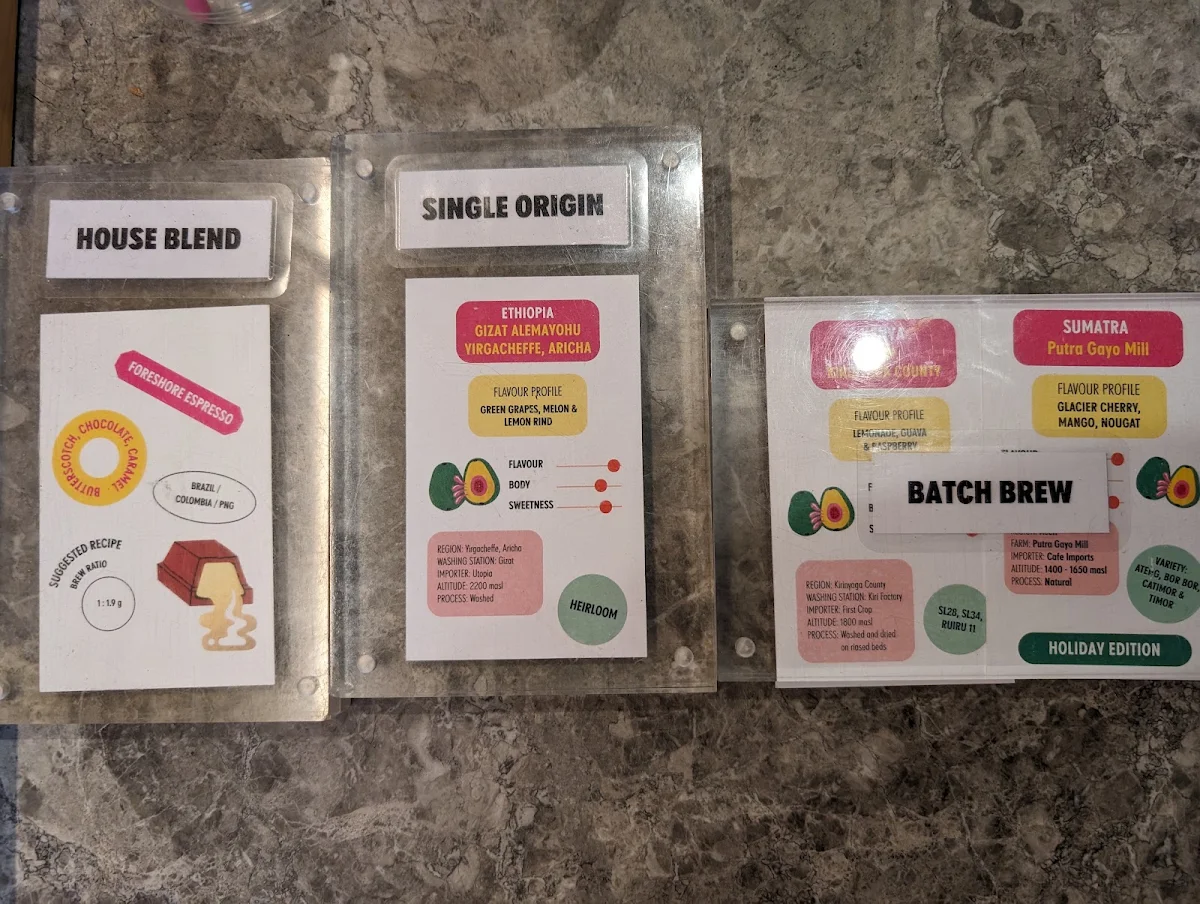 Menu, Vacation Coffee Cremorne