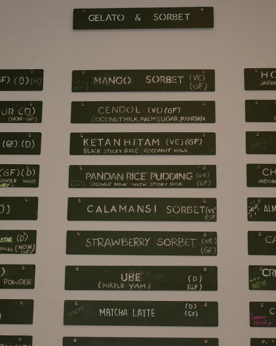 Menu, Bekù Gelato - Carlton